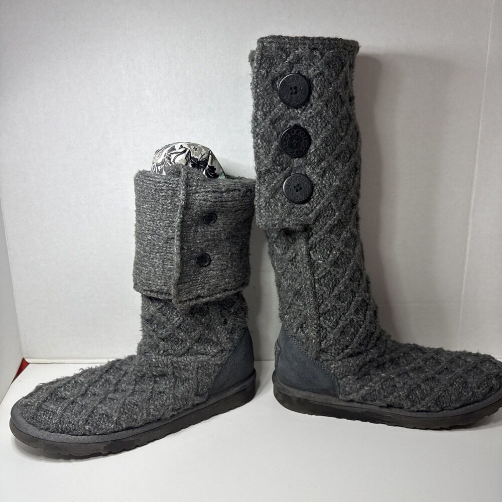 Y2K Ugg Boots Womens Sz 8 Cardy Sweater Knit Slouchy Boho 2 In 1 - Tall Or Short